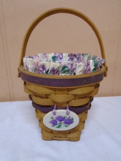 1994 Longaberger May Series Lilac Basket w/Liner and Protector