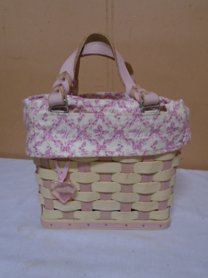 2006 Longaberger Horizon of Hope Small Tote Basket w/ Liner & Protector