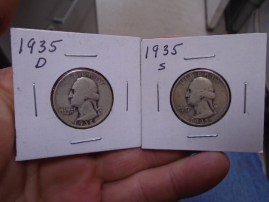 1935 D Mint & 1935 S Mint Washington Quarters
