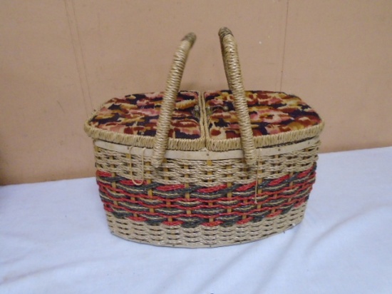 Vintage Sewing Basket Filled w/ Sewing Supplies