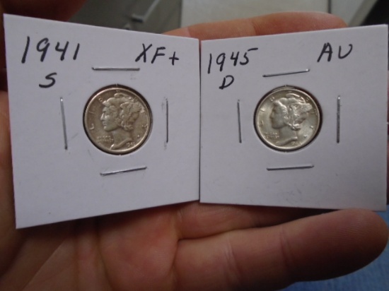 1941 S-Mint and 1945 D-Mint Mercury Dimes