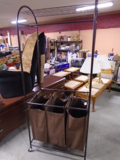 Rolling Clothes Rack w/ 3 Removable Hampers on Bottom