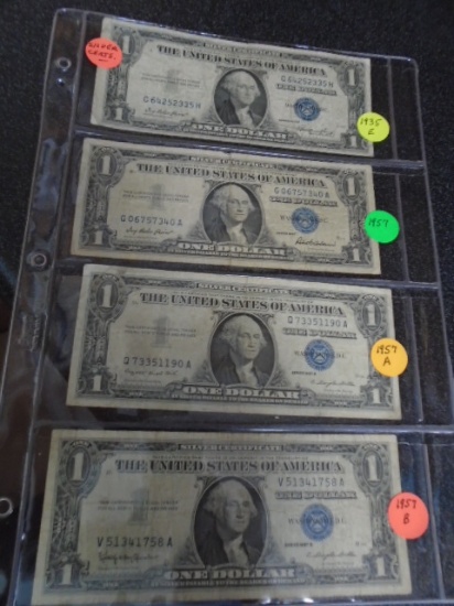 Group of (4) 1 Dollar Silver Certificates