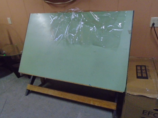 Wooden Drafting Table w/ Plastic Cover