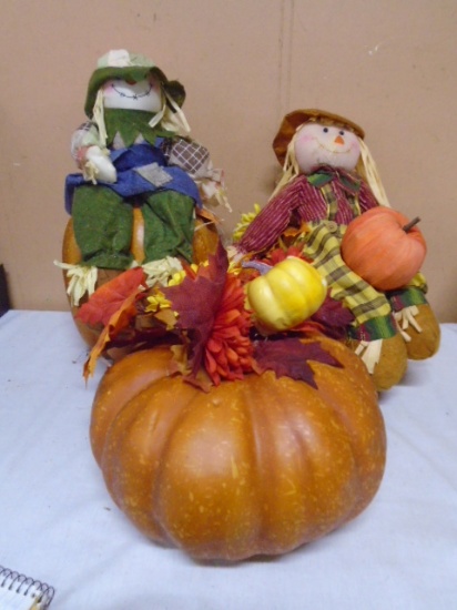 3pc Group of Decorative Pumpkins