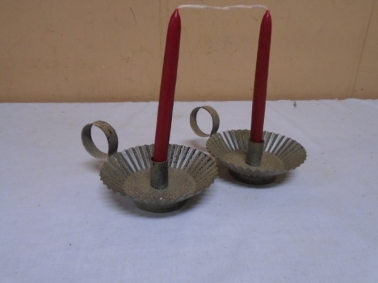 Set of Metal Finger Candle Holders w/ Candles