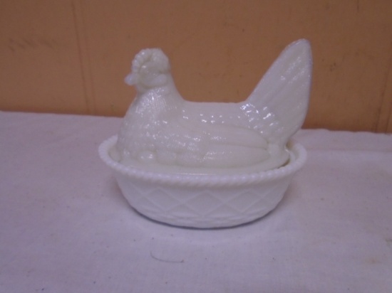 Vintage Milkglass Hen on Nest