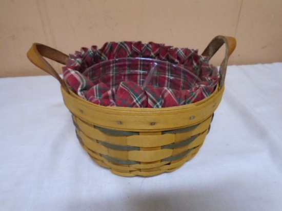 1998 Longaberger Button Basket w/Liner and 3 Way Divided Protector