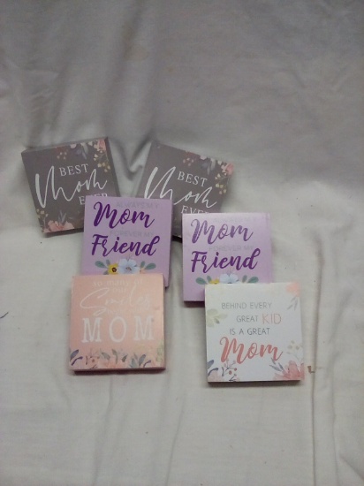 Qty. 6 "MOM" Wooden Plaques