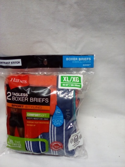 Hane's Tagless Size XL Qty. 2 Pair Knit Boxers Briefs