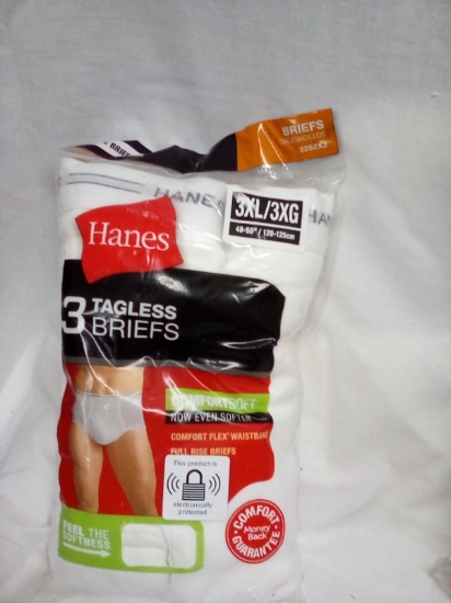 Hane's Tagless Qty. 3 Pair Size 3XL White Briefs