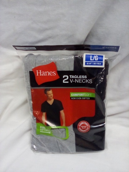 Pair of Hanes Tagless V-Neck T-Shirts size Large