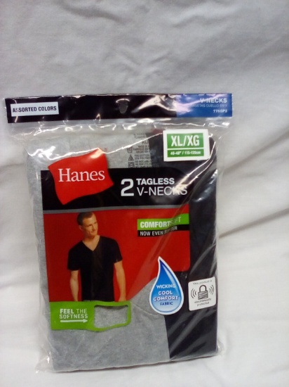 Pair of Hanes Tagless V-Neck T-Shirts size X-Large