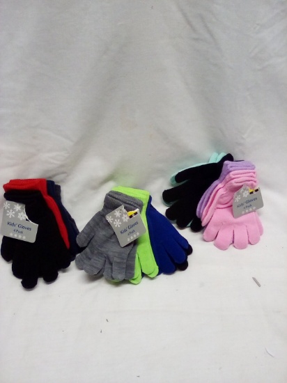 Qty. 3 Packs of 4 Pair each Kid's Knit gloves