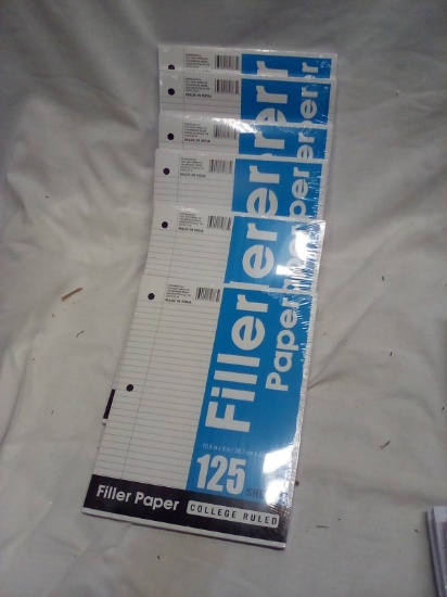 Qty. 6 Packs of 125 Sheets of College Ruled Filler Paper