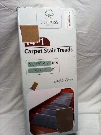 Softkiss Carpet Stair Treads 14 + 1 Light Grey Colored