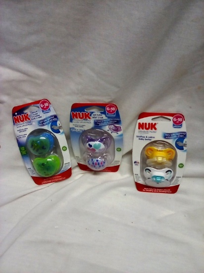 Qty. 3 Twin Packs of NUK 6-18 Month Pacifiers
