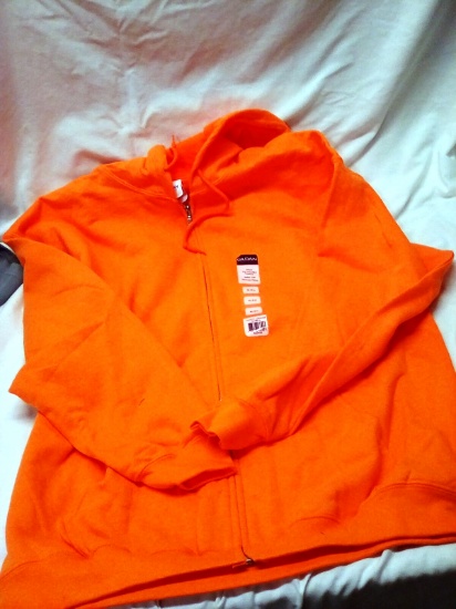 Gildjan Size XL Men's hunter Orange Hooded Zip up Sweatshirt