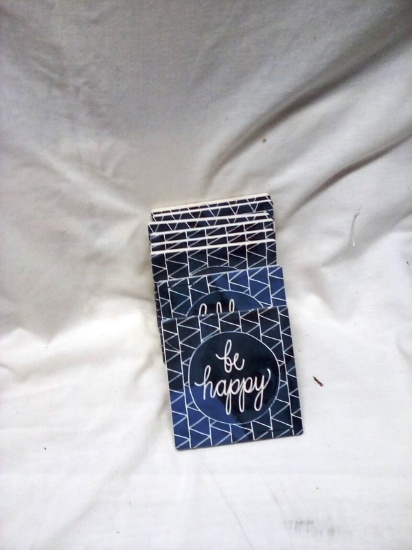 Qty. 8 Plaster Coasters 4"x4" each "be happy"