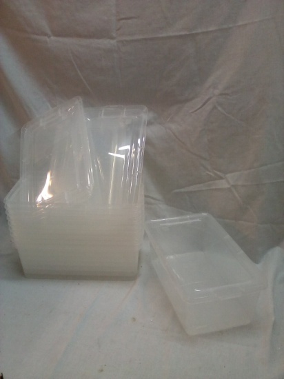 Qty: 10 Clear 12”x6.5”x5” Plastic Storage Containers