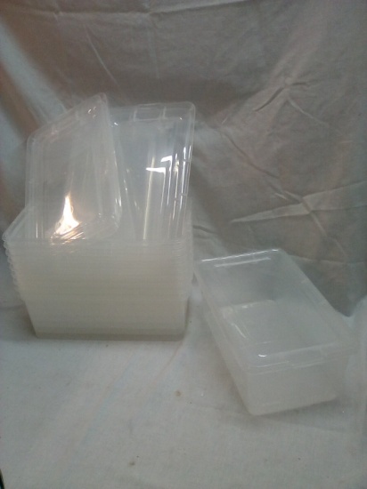Qty: 10 Clear 12”x6.5”x5” Plastic Storage Containers