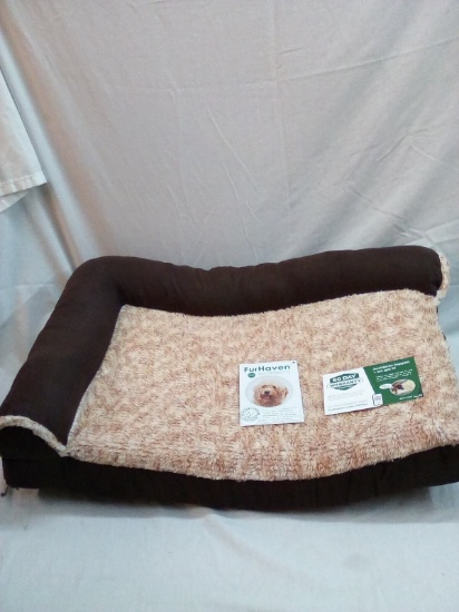 Fur Haven Fauz Fur and Suede DLX Chaise Orthopedic Pet Bed