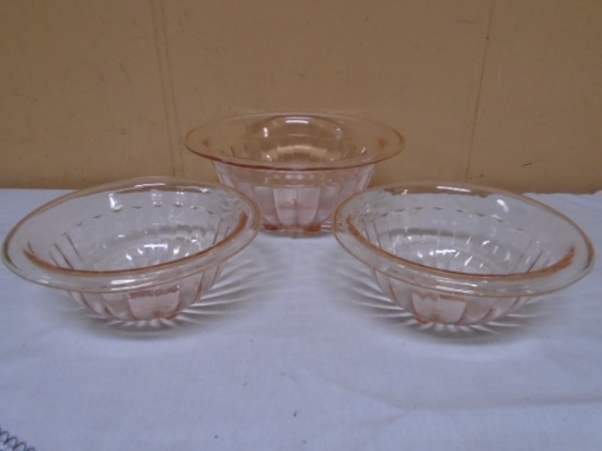 3pc Set of Depression Glass Mixing Bowls
