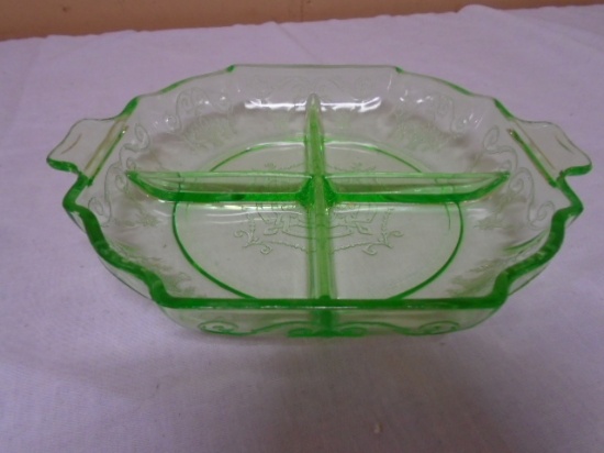 Gress Depression Glass 4 Section Relish Plate