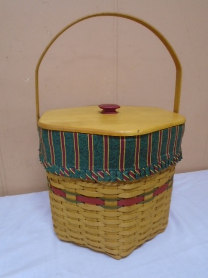 1997 Longaberger Red Accents Holiday Hostess Snowflake Basket w/ Liner-Protector-Lid