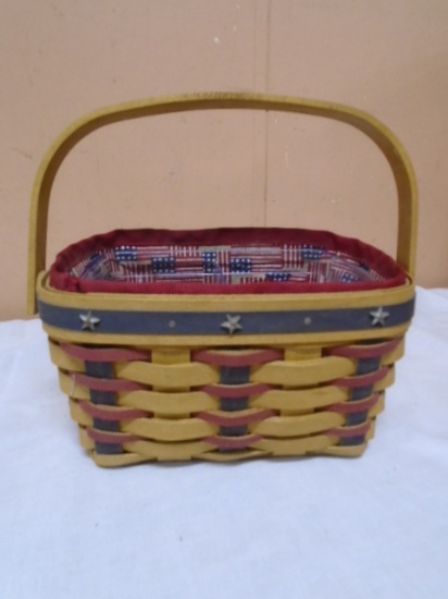 2004 Longaberger Proudly American Tea Basket w/ Liner & Protector