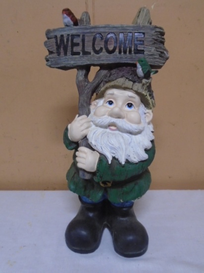 Welcome Garden Gnome Statue 14 1/4" Tall