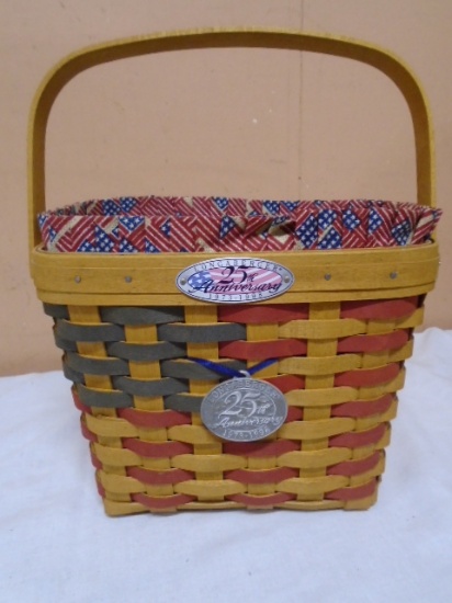 1997 Longaberger 25th Anniversary Basket w/ Liner & protector