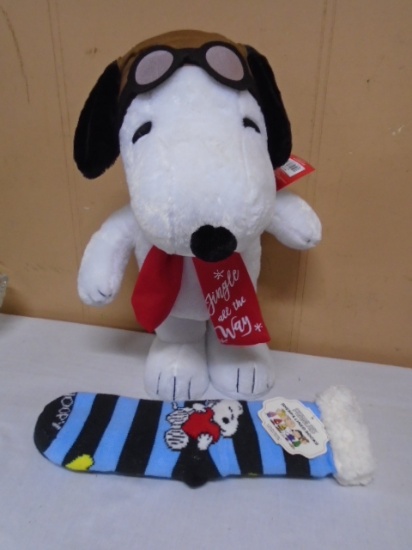 Plush Snoopy & Brand New Snoopy Sherpa Lined Socks