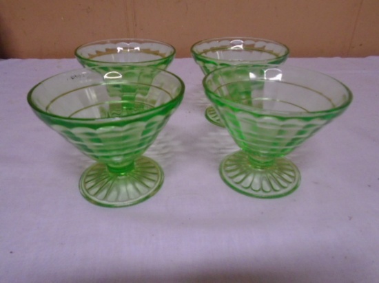 4pc Set of Green Depression Glass Sherberts