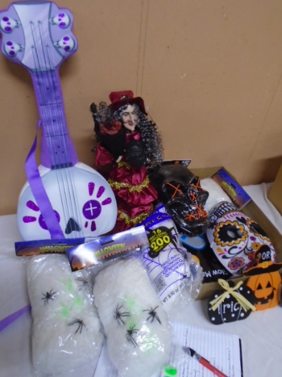 Large Group of Halloween Masks and Décor Items