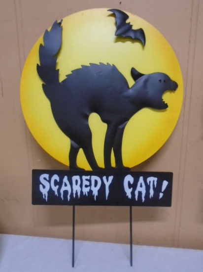 Metal "Scaredy Cat" Yard Sign