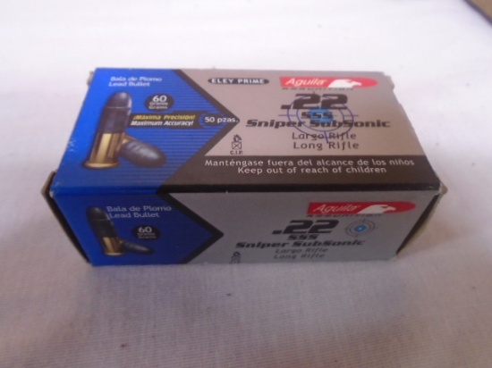 50 Round Box of Aguila .22LR Sniper Subsonic Rimfire Cartridges