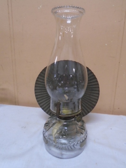 Vintage Eagle Glass Oil Lamp w/ Reflector