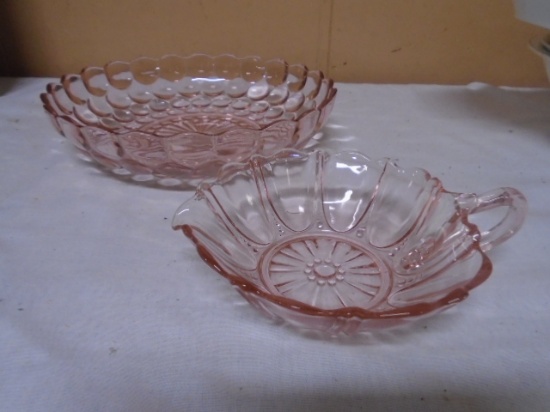 Pink Depression Glass Bowl & Finger Bowl