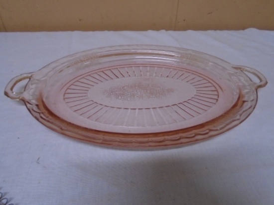 Pink Depression Glass Serving Platter