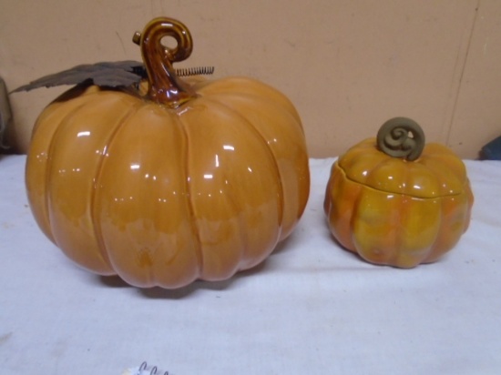 2 Ceramic Pumpkins