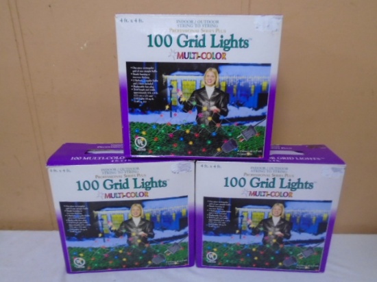 (3) 4ftx4ft Multi-Color 100light Grid Lights