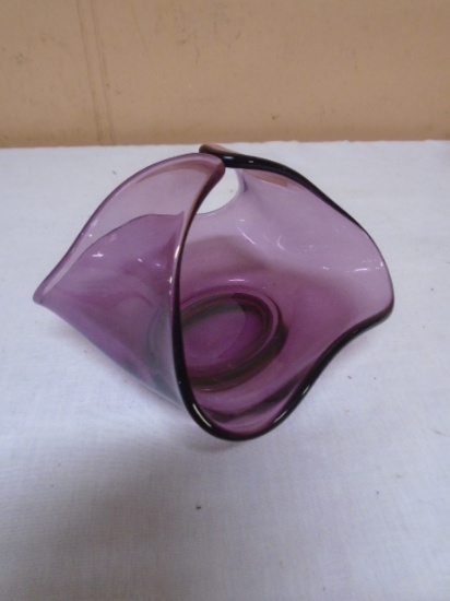 Purple Art Glass Basket