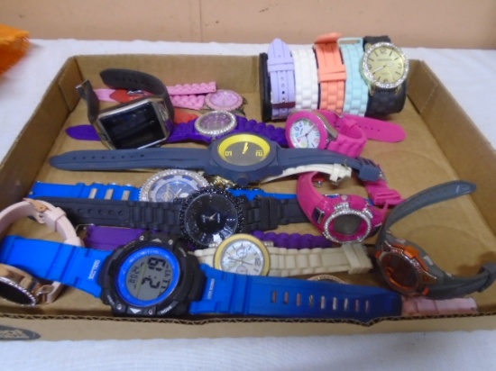 Large Group of Rubber Band Wristwatches