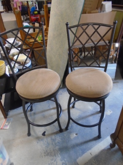 2 Matching Metal Counter Height Swivel Stools