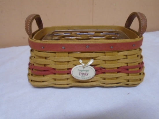 2002 Longaberger Tree Trimming Treats Basket w/ Liner-Protector