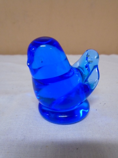 Glass Blue Bird Paperweight