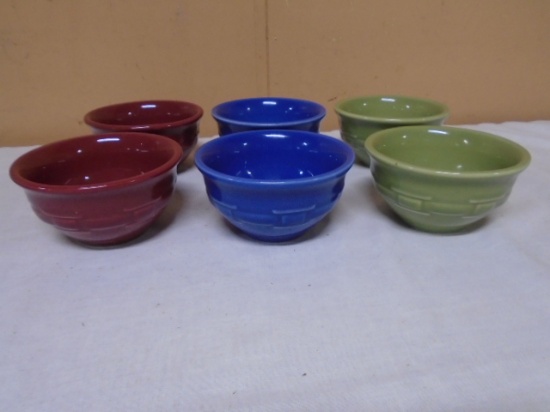 6pc Set of Longaberger Pottery Woven Traditions Small Desert Bowls