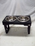 Elevated Composite Dog Feeding system with Stainless Steel Dishes