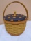 1996 Longaberger Small Pumpkin Basket w/ Liner-Protector & Lid